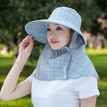 防晒帽女款帽子夏季采茶帽遮阳帽遮全脸护颈防紫外线大沿帽太阳帽