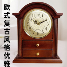 欧式时钟家具饰品静音木质古典石英钟T1116实木座钟石英钟