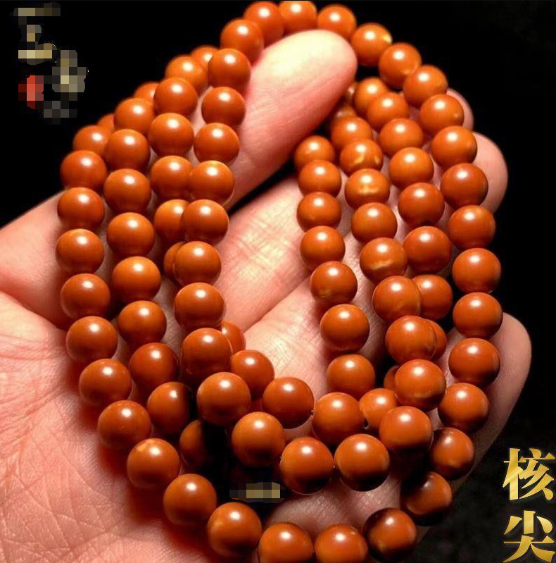 正圆橄榄核核尖老型珠108颗手链项链男圆珠手链文玩手串直切桶珠