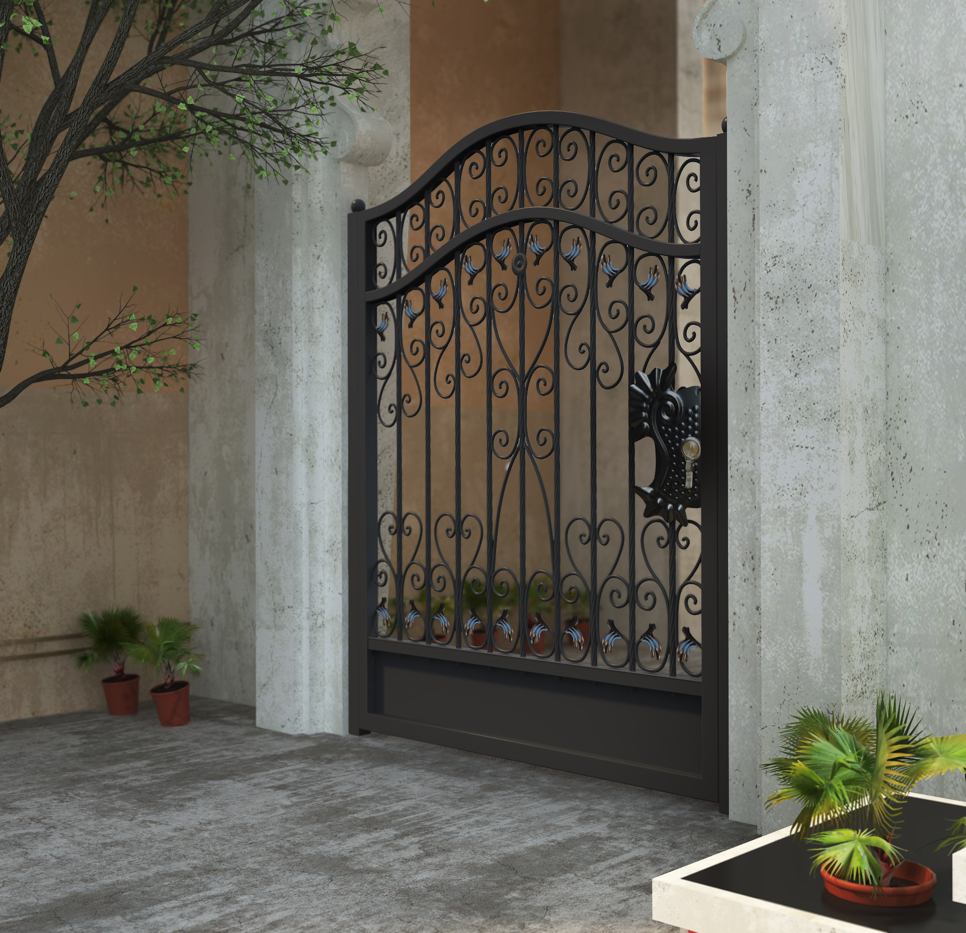 别墅门铁艺庭院大铁门院子推拉门铁艺门庭院小花园门可双开传统