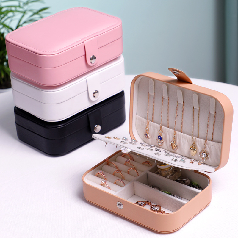 Modern Simple and Portable PU Leather Ring Earring Storage Box Household Jewelry Box Necklace Ear Stud Jewelry Box Wholesale