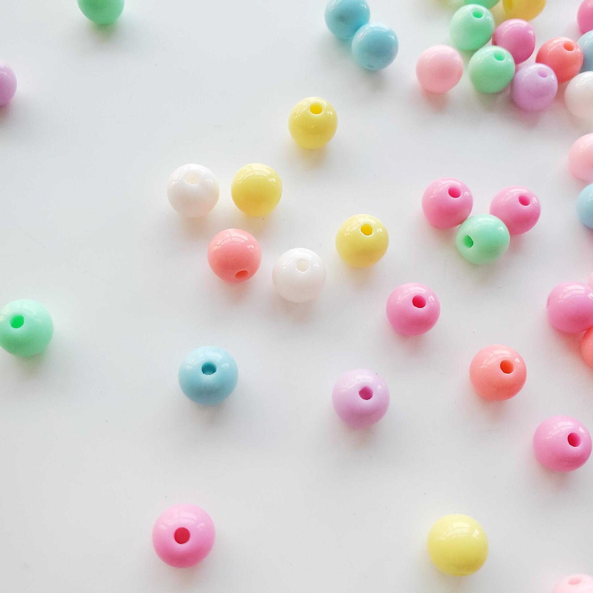 亚克力实色7mm圆珠光面直孔塑料圆珠子散珠diy手工串珠材料配件
