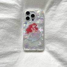 SHERRY*ins风清新海洋贝壳纹红发美人鱼适用于iphone15promax苹果