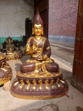 师徒三尊佛像纯铜铸造大型藏传寺院全铜二米宗喀巴大师密宗铜像厂
