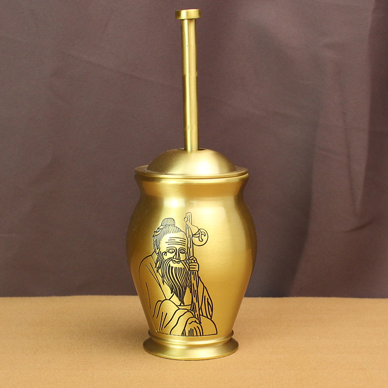 实心纯黄铜中药药房捣药罐药研钵冲筒捣碎研磨器蒜泥器加厚药臼