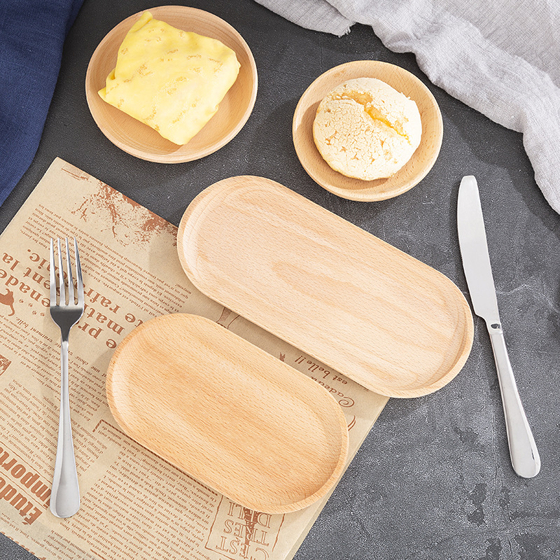 日式餐具托盘 榉木椭圆托盘 零食点心寿司木盘 迷你餐盘