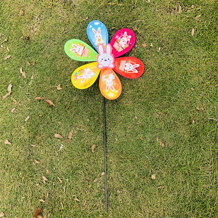 New Cartoon Rabbit Windmill Creative Decorating Windmill Rabbit Year Outdoor Activities Hand Holding Pinwheel