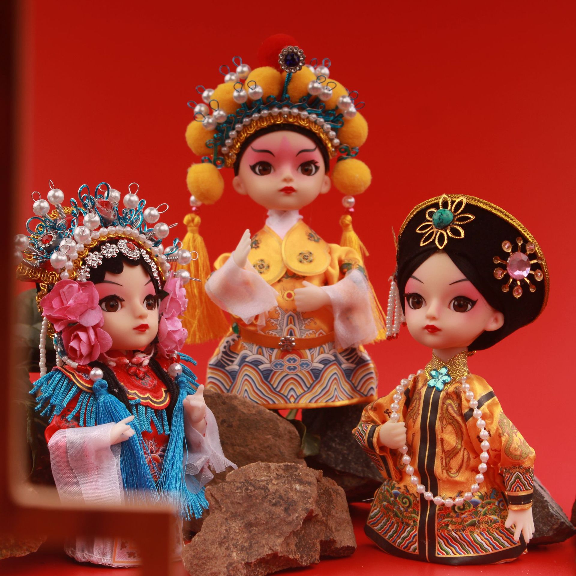 中国风礼品q版京剧戏曲娃娃装饰脸谱diy材料包绢人车载摆件