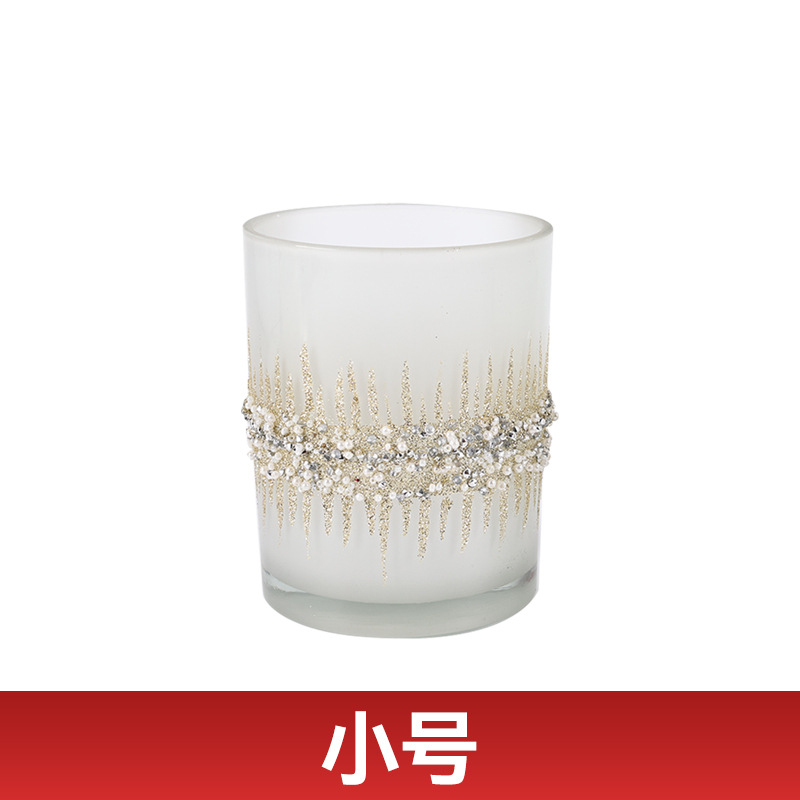 Glass Christmas Frosted White Painted Candle Cup Plated Carved Glass Candle Cup Christmas Series Candle Cup Candlestick Wax Cup