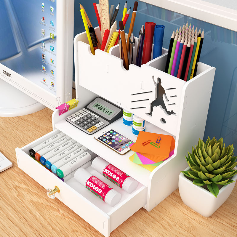 Office Supplies Stationery Box File Shelf Marker Pen Storage Box Drawer Type Large Capacity Desktop Pen Container Wholesale