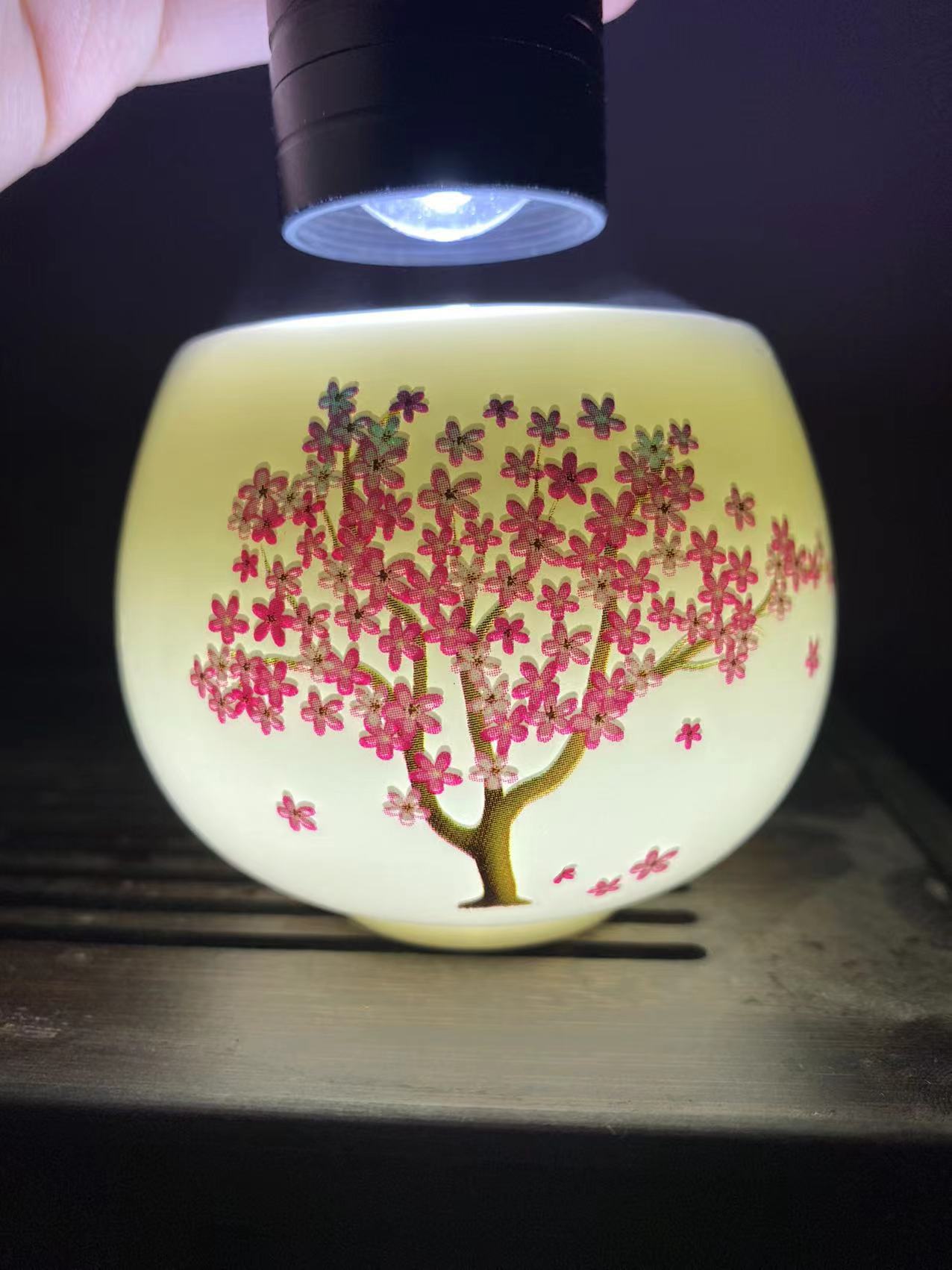 温感变色樱花杯陶瓷茶杯主人杯单杯品茗杯茶盏茶碗白瓷功夫茶家用