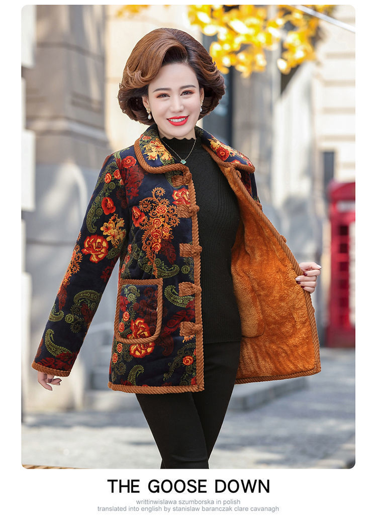 中老年女秋冬加绒加厚棉衣盘扣唐装棉袄大码妈妈金丝绒棉服奶奶装