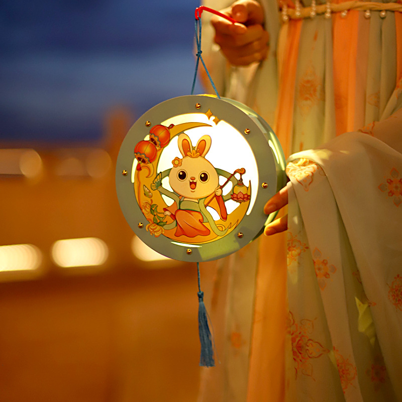 中秋节灯笼投影走马灯笼幼儿园儿童手提兔子灯手工diy制作材料包