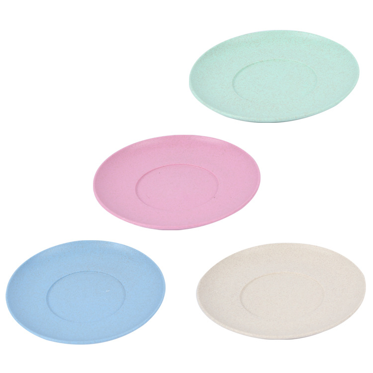 Wheat Straw Dinner Plate round Spit Bone China Plate Cake Plate Household Fruit Snack Dish Snack Plate Melon Seeds Plate