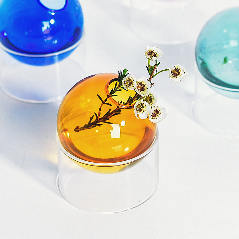 Nordic Instagram Style Colorful Bubble Spherical Glass Vase Living Room Desktop Flower Arrangement Decoration Fire-Free Aromatherapy Bottles Ornaments