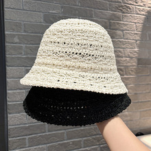 新款棉纱针织渔夫帽女夏季出游薄款透气休闲遮阳帽子显脸小水桶帽