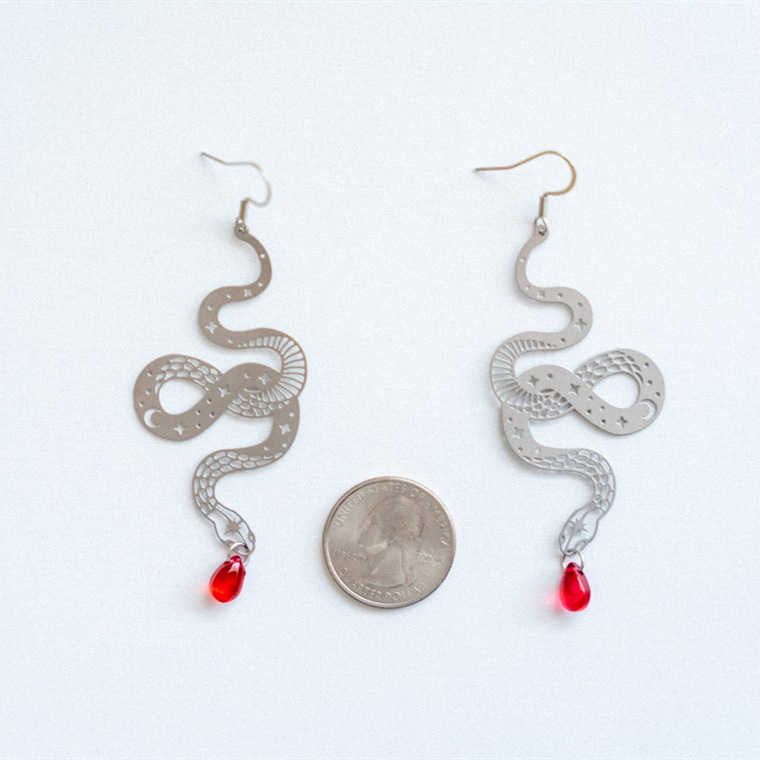 跨境 外贸 亚马逊 滴血毒液红宝石蛇耳环,蛇耳环, 厂家直销-阿里巴巴