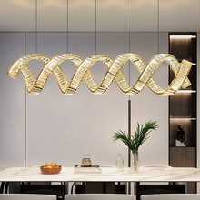餐厅水晶吊灯新款纽带圈圈轻奢大气别墅设计师现代简约吧台长条灯