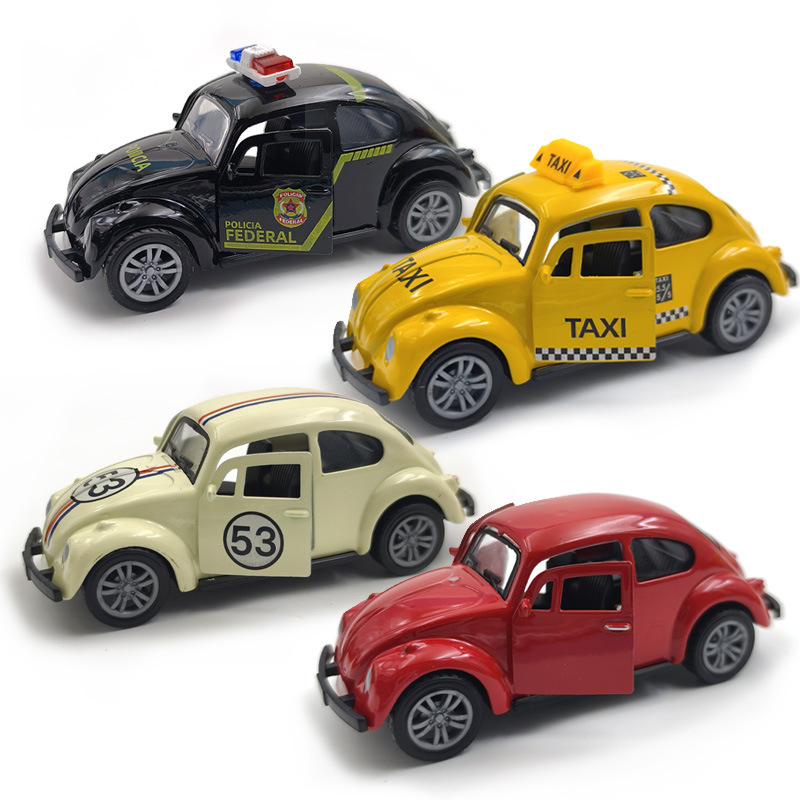 合金汽车模型1:43儿童玩具车口袋车开门警车的士车model甲壳虫车