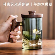 玻璃茶杯茶水分离办公室男女杯子个人送礼过滤泡茶杯贺卡