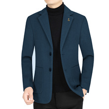 秋季新款羊毛西服中年男士商务休闲西装单件上衣青年韩版便西外套
