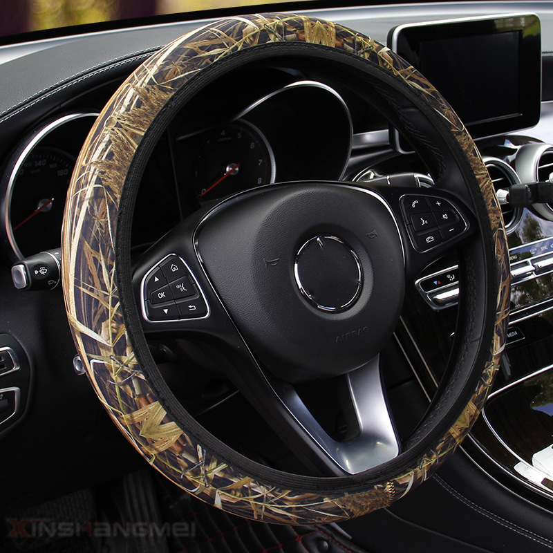 New Camouflage Swimsuit Fabric SBR Non-Slip Elastic Band Car Steering Wheel Cover Cross-Mirror Trade without Inner Ring Cloth