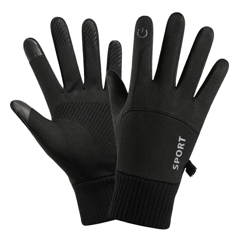 Waterproof Gloves Men's Winter Fleece-Lined Riding Motorcycle Warm Rain-Proof Touch Screen Motorcycle Windproof Mountaineering Outdoor Cycling