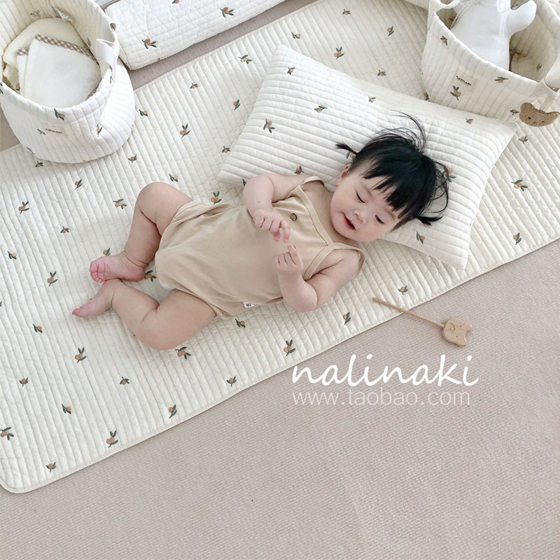 Nalinaki Korean Ins Quilted Bed Sheets Pillow Case Newborn Baby Pure Cotton Soft Baby Mattress Cushion Four Seasons