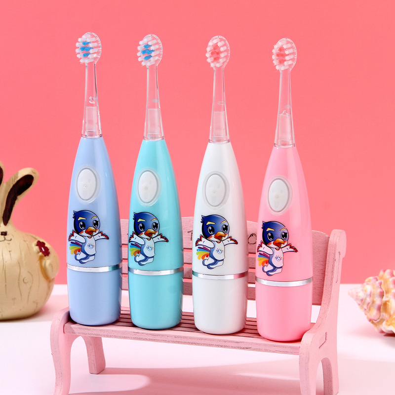 Children's Electric Toothbrush Dry Battery Colorful Light Cleaning Toothbrush Cartoon Toothbrush Soft Hair 3-12 Years Old Baby Toothbrush