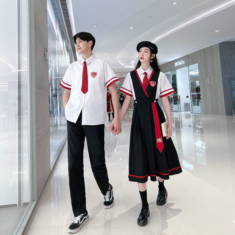 毕业班服高中学院风夏季套装jk短袖衬衫初三学生女生长裙校服批发