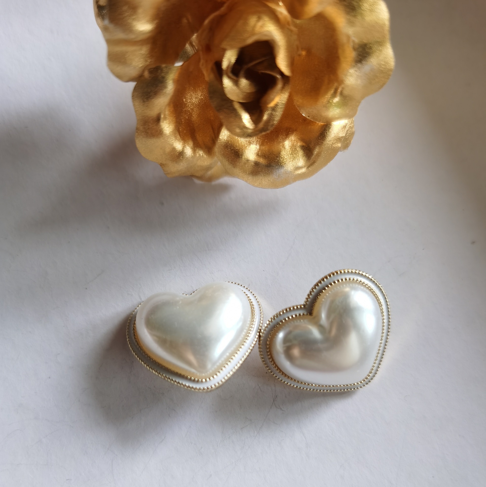 新款秋冬扣子小香风爱心珍珠女装大衣外套装饰金属手缝纽扣