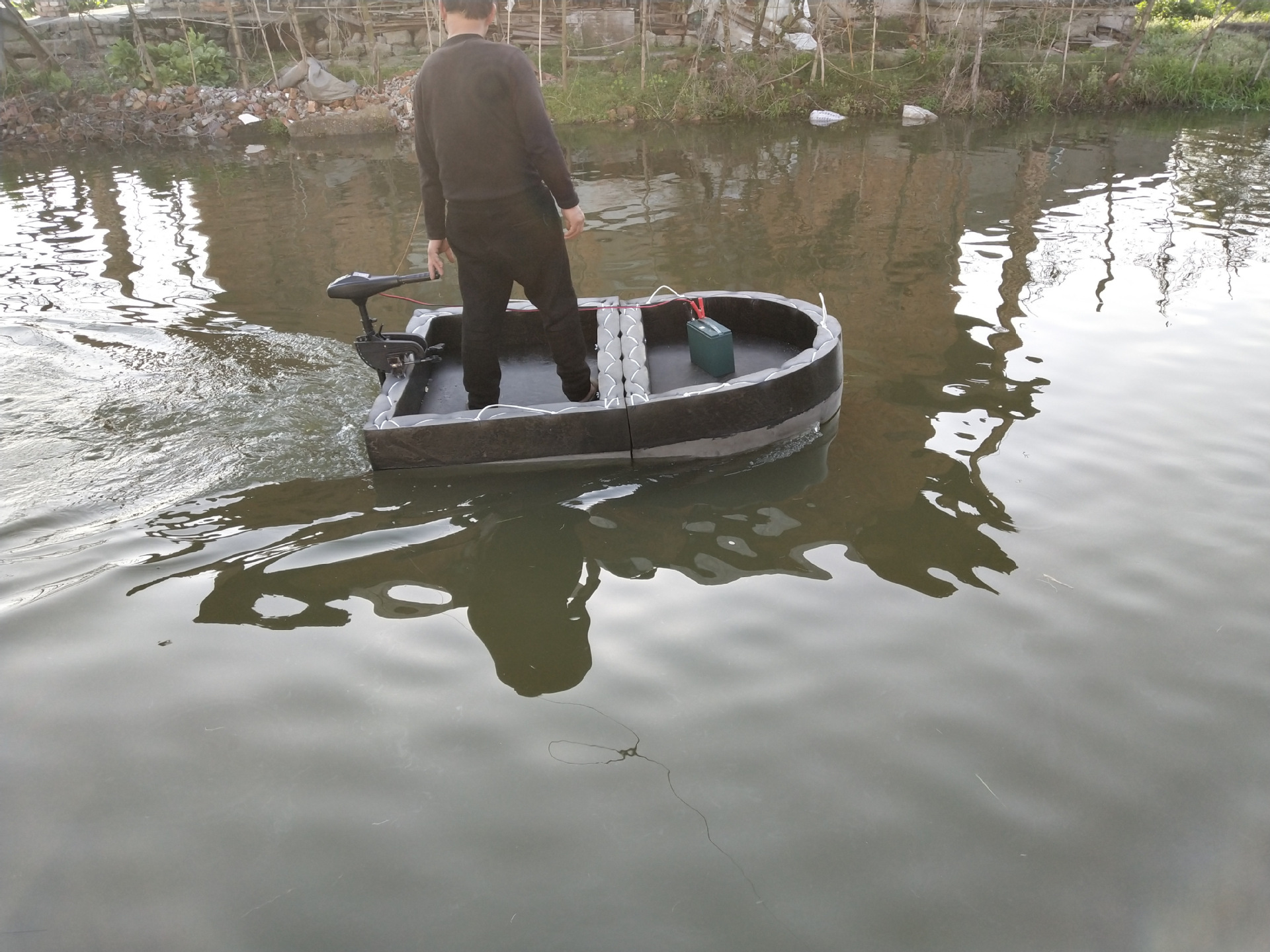 便携加厚加硬泡沫船手工自制钓鱼船水产养殖鱼塘蟹塘超轻浮台渔船