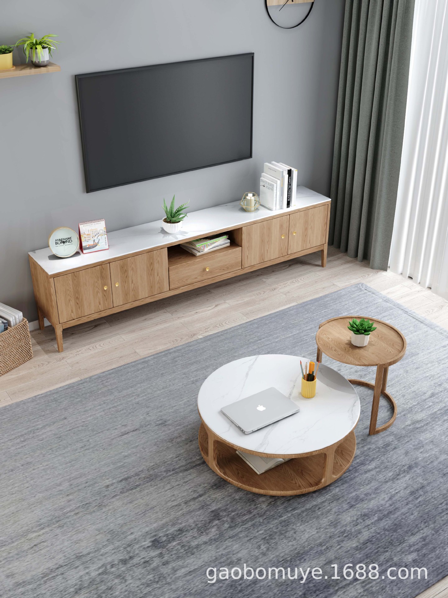 北欧白蜡木实木电视柜实木家具 实木电视柜北欧风客厅 现代简约