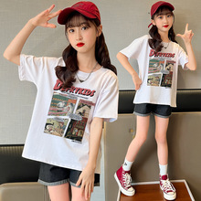 女童短袖上衣夏季新款韩版中大童衣服休闲宽松半袖卡通印花T恤潮
