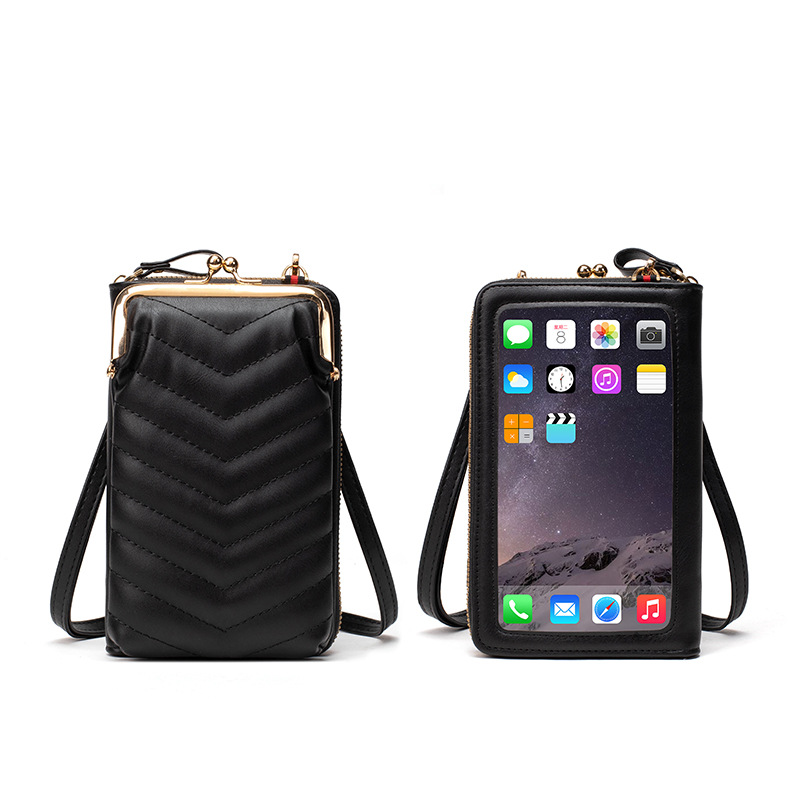 Touch Screen New Mobile Phone Bag Women's Messenger Bag Halter Wrist Coin Purse Mobile Phone Bag Portable Vertical  Bag