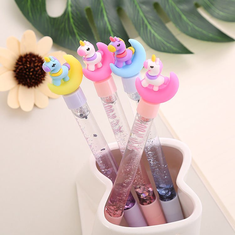 INS Girl Heart Oil Quicksand Gel Pen Cute Stationery Student Fairy Pen Good-looking Office Ball Pen Wholesale