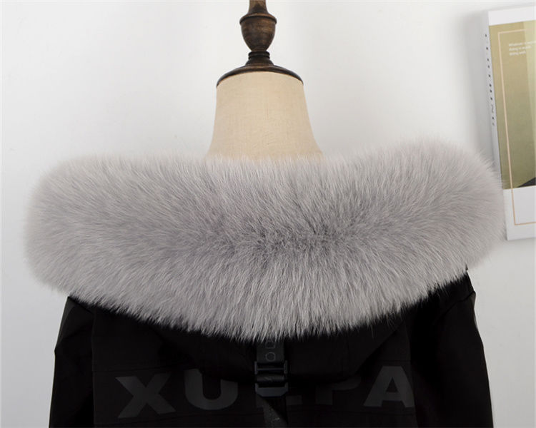 狐狸毛领子真毛羽绒服帽子毛领单买貉子毛帽条单卖派克服通用黑色