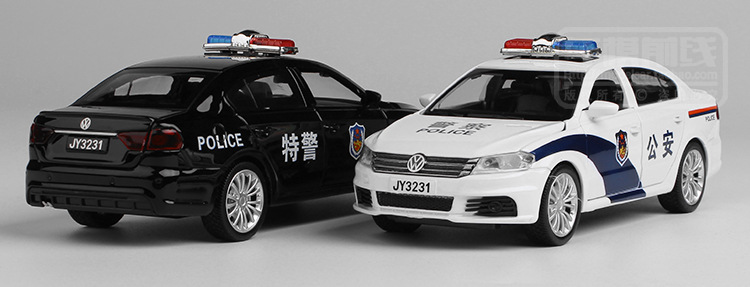嘉业vb32314大众朗逸警车合金车模汽车模型回力声光玩具盒装批发