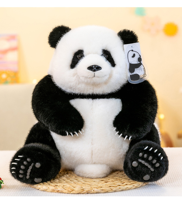 仿真熊猫花花毛绒玩具熊猫馆活动摆件呆萌熊猫公仔生日礼物批发
