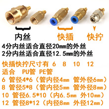 气门嘴 储气筒 充气泵气门芯阀门内丝外丝2分4分快拧快插管681012