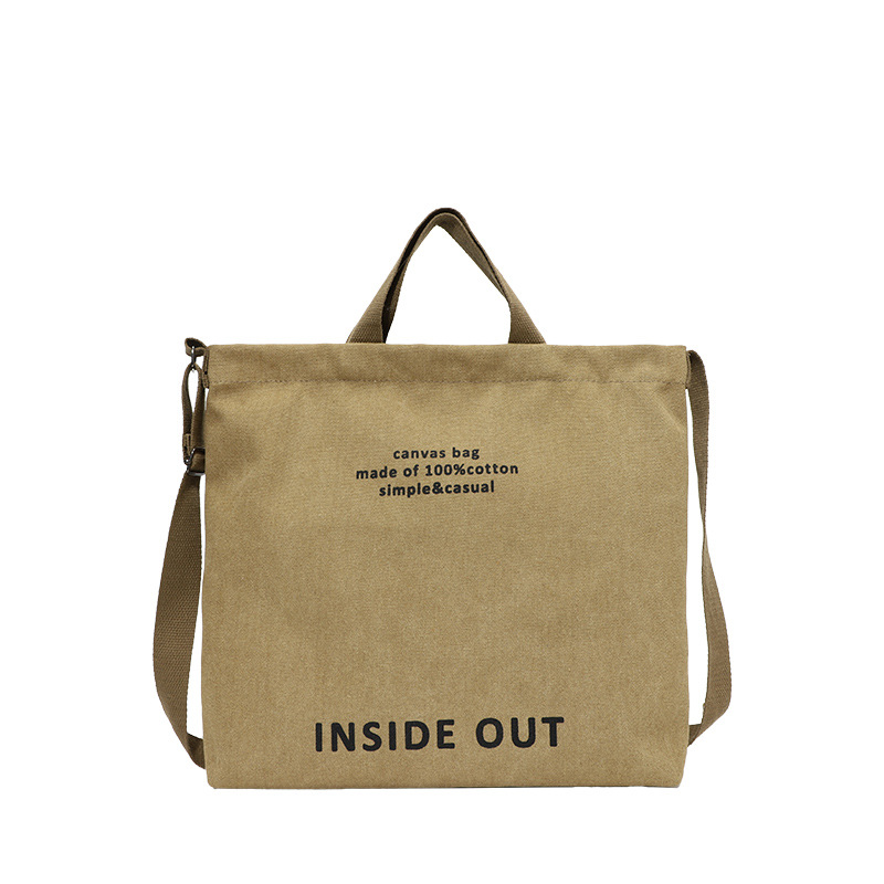 Japanese Style Canvas Unisex Crossbody Bag Washed Canvas Thickened Handbag Large Capacity Trendy Urban Art School Bag