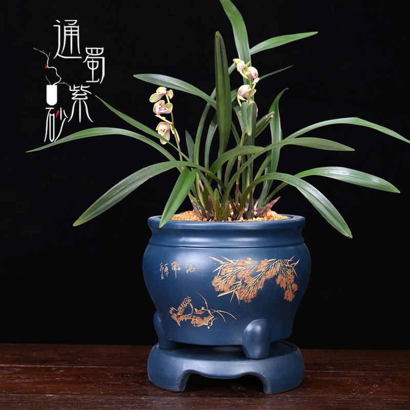 柳编花篮多肉花器防水手工编织手提装饰花盆紫砂花盆金钟陶瓷兰花盆