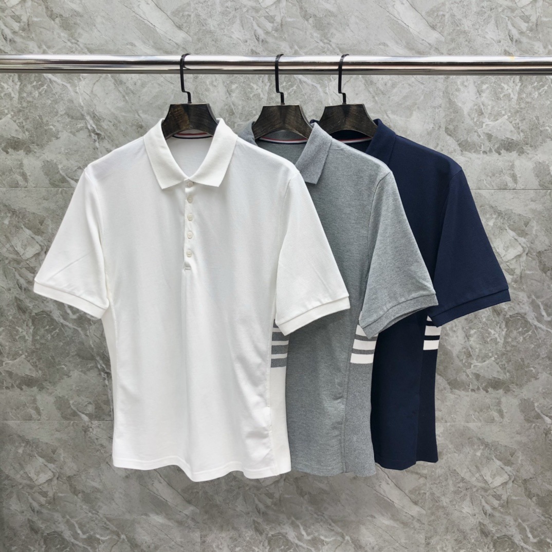tb夏季男女款腰间单侧四杠情侣款短袖时尚经典t恤休闲百搭polo衫