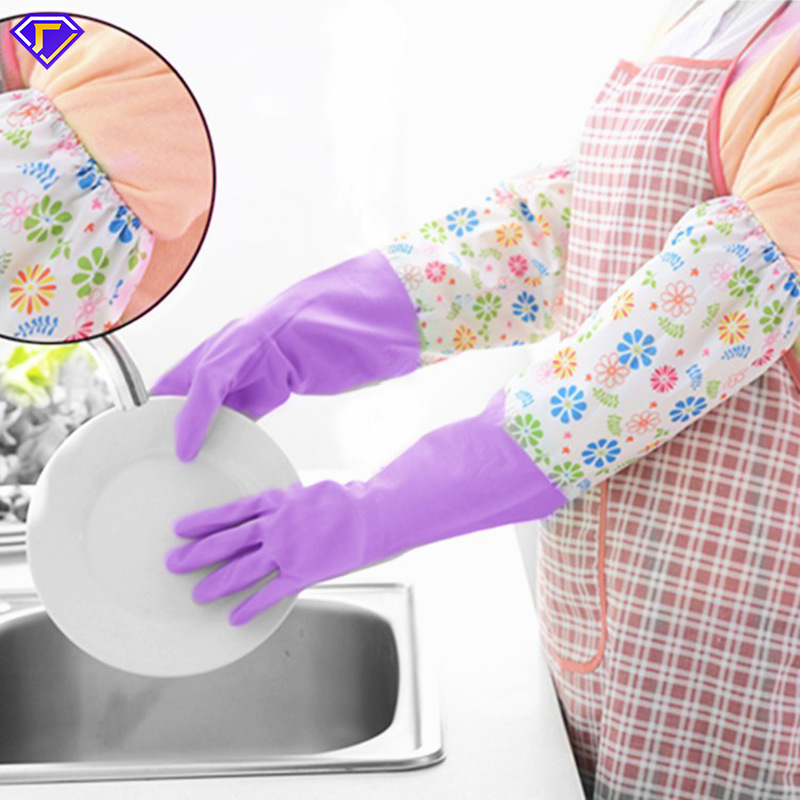 加长50厘米紧口加绒洗碗手套家务加厚橡胶洗衣服乳胶厨房刷碗