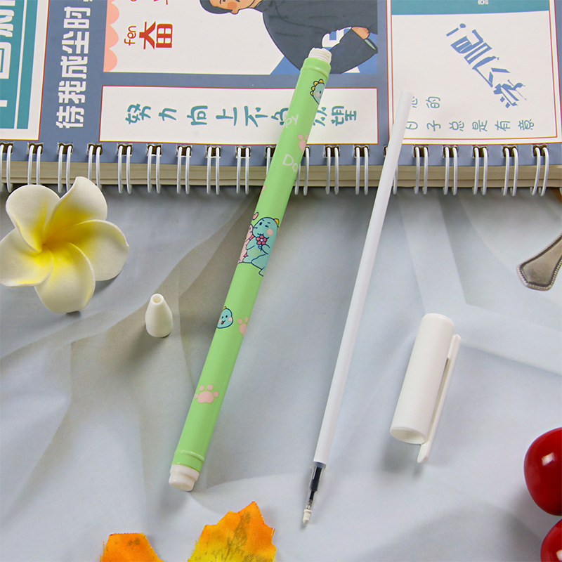 Fresh Student Cap Drawing Pen Dinosaur Flower Film Straight Rod Gel Pen Cute Stationery Office Supplies Water-Based Sign Pen