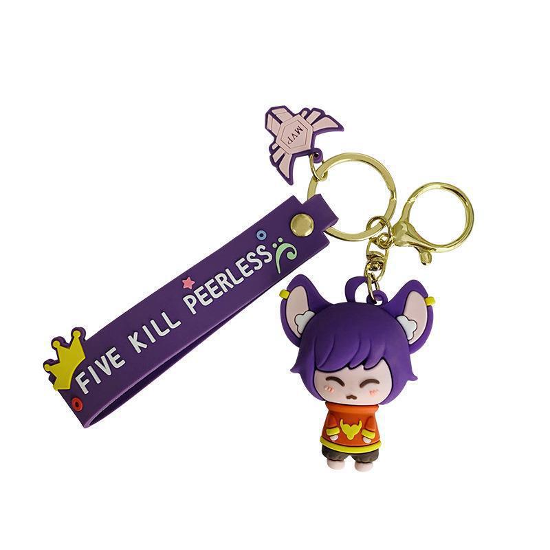 King Glory Keychain Couple Cartoon Cute Car Key Chain Crane Machine Schoolbag Small Pendant Creative Gift