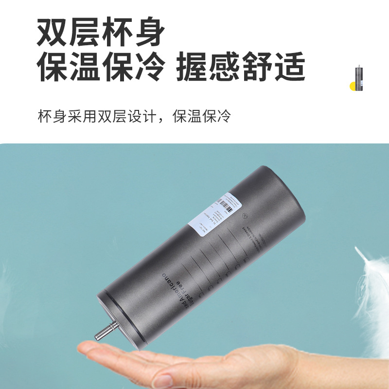 跨境高颜值冰美式咖啡杯304不锈钢保温杯户外便携直身螺纹盖水杯