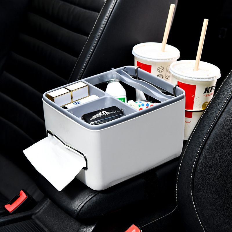 Two-in-One Armrest Hook Seat Car Partition Storage Box Strap Water Cup Holder Car Trash Can Tissue Box