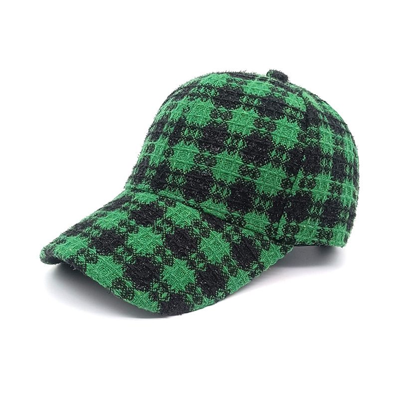 Korean Style Fall Winter Fashion Plaid Baseball Cap Retro Debutante Style Tweed Warm Peaked Cap All-Matching Sun-Proof Hat