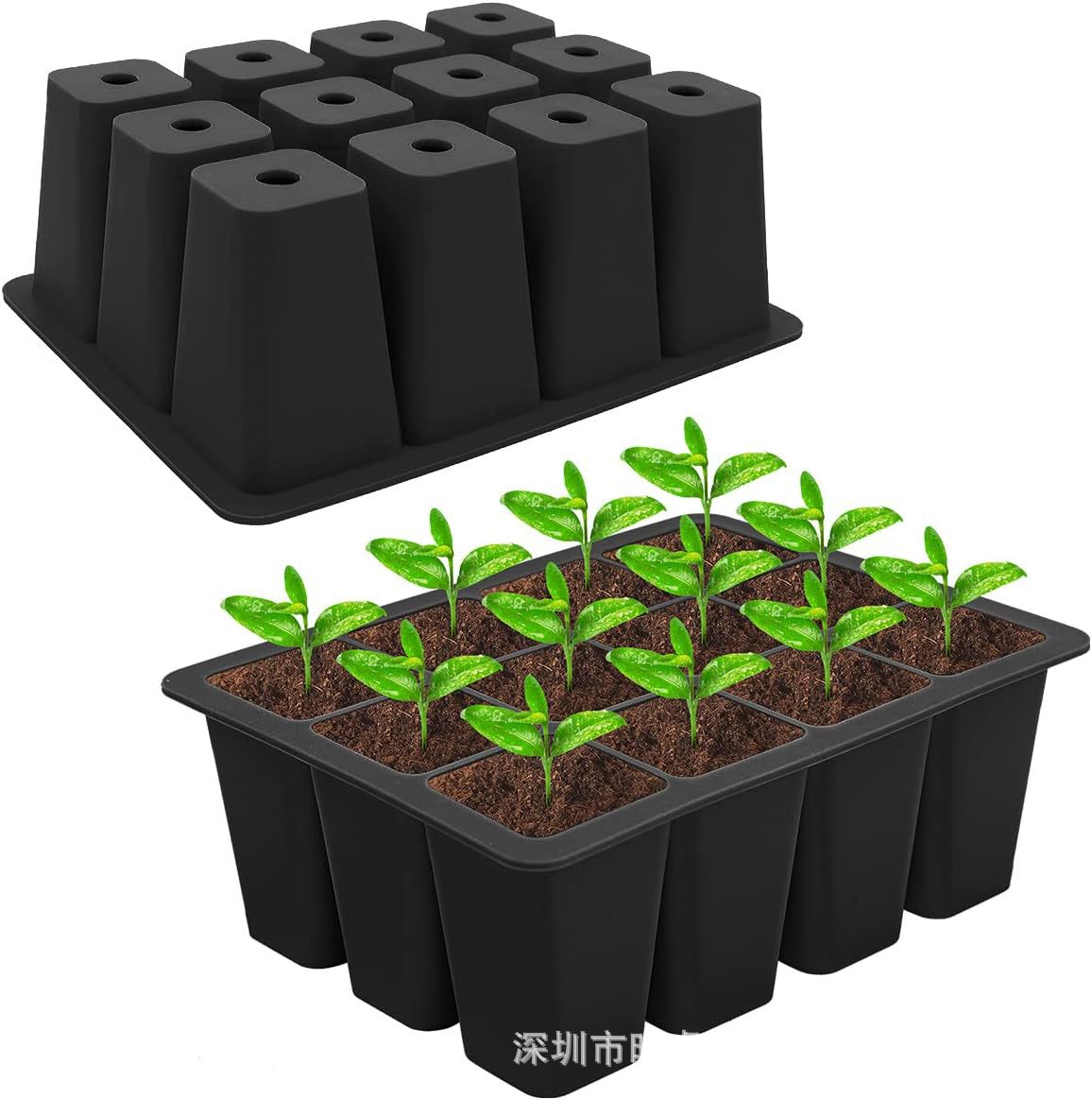 硅胶育苗盆种子启动器耐腐蚀可重复利用育苗盘12孔硅胶种子穴盘